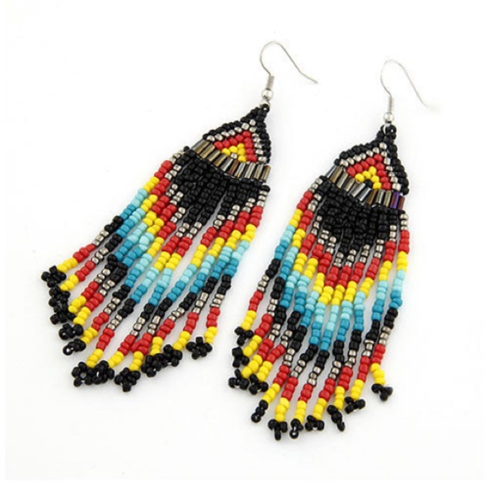 COPY - Beaded Bohemian Ethnic Handmade Dangling Earrings